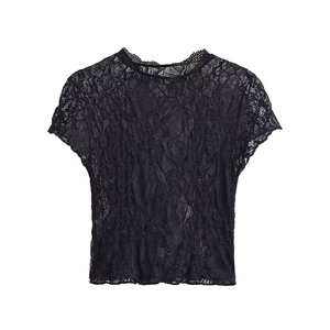 TAOP&ZA Nouvelle Collection Été 2026 – Top <span class=keywords><strong>Court</strong></span> Semi-<span class=keywords><strong>Transparent</strong></span> à Manches Courtes et Col Rond Coupe Ajustée Polyvalent pour Femme 6050307 - Product Image 2
