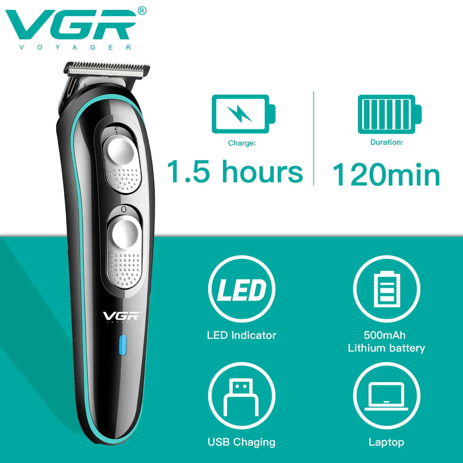 VGR V-055 2021 portable multi functional hair and beard trimmer men for split ends professional electric hair trimmer