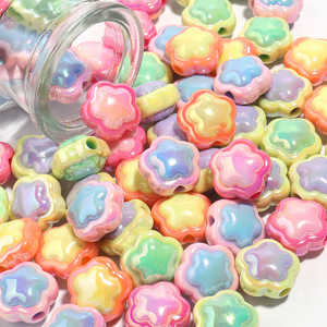 2025 Professional Custom Macaron Two-Color Cartoon Flower Beaded DIY Accessories UV Color Pentagram <b>Acrylic</b> <b>Plastic</b> <b>Lucite</b> <b>Beads</b> - Product Image 3