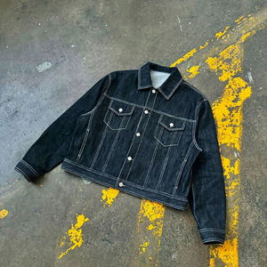 Men's Denim Jacket And <b>Pants</b> Set Oversized Loose Fit Full Length Solid Color Turn-<b>down</b> Collar Button Fly Casual Style - Product Image 2