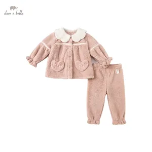 DBJ20095 Dave Bella Winter Baby Meisjes Mode Patchwork Zakken Pyjama Pasgeboren Baby Ondergoed Casual Nachtkleding 2 Stuks Pak