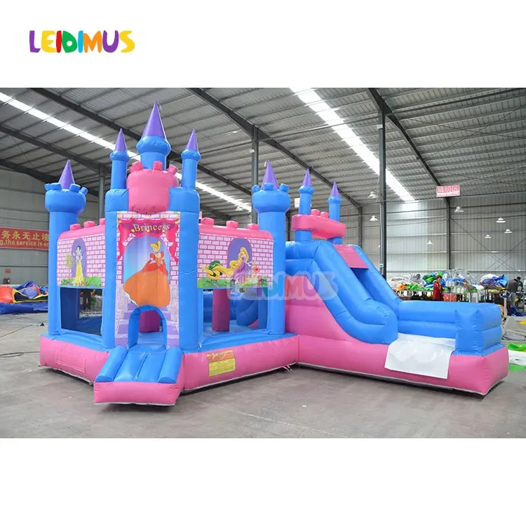 Casa inflável com tema princesa de grau comercial, castelo inflável com slides, aluguel para festas, à venda
