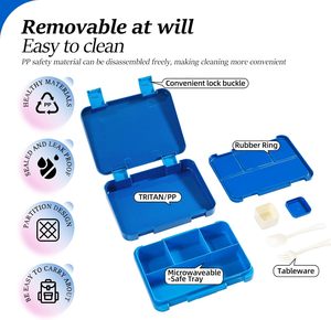 Boîte à lunch portable personnalisée pour enfants, ensemble de boîtes à lunch pour l'école, les tout-petits, en plastique, anti-fuite, boîtes à lunch bento pour enfants - Product Image 3