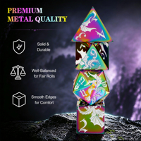 Ensemble de dés en alliage de zinc, 7 pièces, 16mm, arc-en-ciel, multicolore, polyédrique, DND pour Dungeons Dragons RPG