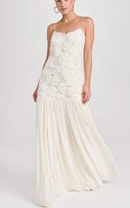 Abito Lungo in Stile Francese con Motivi Floreali Freschi e Dolci, Patchwork per Eventi Formali, Abito Etereo con Collo all'Americana - Product Image 2