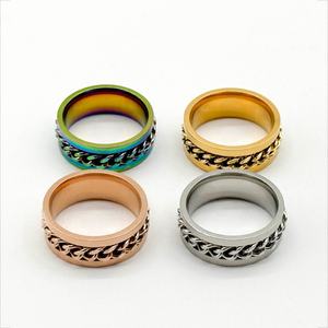 Bague rotative en acier inoxydable pour homme Bracelet hip-hop cubain à chaîne pour décompression de mariage pour ouverture de bouteille de vin - Product Image 5