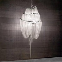 Luminaire à chaîne postmoderne et moderne pour hôtels, escaliers duplex, salons, salles à manger, magasins de vêtements, en aluminium avec pampilles