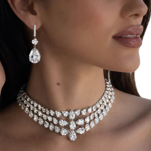 Pendientes de boda cristianos para mujer, personalizados, de oro de 14 quilates, con moissanita clásica, perla de imitación, corte de pera, engaste de canal, colgantes, 0.1m - Product Image 1