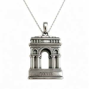 Pendentif Souvenir Arc de Triomphe de Paris Plaqué Argent, Forme Rectangulaire, en Alliage de Zinc Coulé avec Impression en Relief - Product Image 6