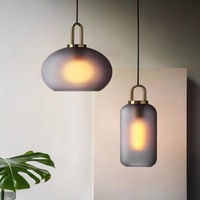 Luminaire suspendu en verre nordique moderne, lampe suspendue LED minimaliste avec lumière chaude pour salle à manger, chambre à coucher, comptoir de bar
