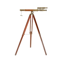 Télescope à trépied à double baril en laiton vintage nautique avec support en bois Astro télescope avec trépied en bois naturel