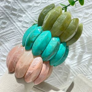 Wholesale Retro and Exaggerated <strong>Large</strong> <strong>Bead</strong> Elegant Women's Jewelry Resin Marble Elastic Oval Beaded Acrylic <strong>Bracelet</strong> - Product Image 4