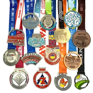 Custom Design High Quality 3D Effect Zinc Alloy Metal Marathon Running Race Finisher Award Medal With Ribbon