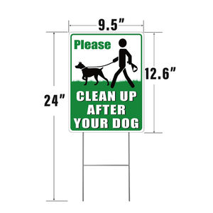 Commercio all'ingrosso di NUOXIN 12.6 personalizzato "X 9.5" di plastica senza cacca di cane cartello prato pulire dopo il vostro cane segnali di avvertimento con metallo H-Stakes - Product Image 2