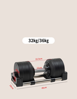 Ensemble d'haltères réglables SP Gym Wholesale, 1 kg par unité, 3-36 kg, acier et caoutchouc, couleur personnalisée, utilisation à domicile, logo personnalisé disponible