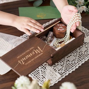 Wooden Wedding <b>Favor</b> <b>Box</b> 20x15x7cm Engraved Souvenir Storage For Party <b>Favors</b> - Product Image 2
