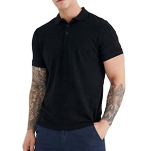 Camiseta 100% de algodón para hombre, Polo negro liso, alta calidad, barato - Product Image 1