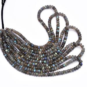 ลูกปัดรอนเดลจากลาบราดอไรต์ธรรมชาติขนาด5มม.-7มม. | เส้นด้ายขนาด17นิ้ว | ลูกปัดอัญมณีกึ่งมีค่ากึ่งลาบราดอไรต์ไฟสีฟ้า - Product Image 2