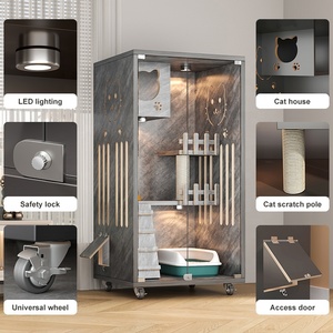 Casa de Lujo para Gatos con Poste Rascador, Diseño con Estampado Animal, Transpirable, Jaula de Alta Calidad para Gatos - Product Image 3
