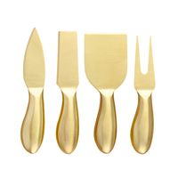 <strong>Best</strong> <strong>Selling</strong> Mini 4-Piece Golden Stainless Steel <strong>Cheese</strong> <strong>Slicer</strong> Knife Set Accessory for Home Kitchen Cutting Tool