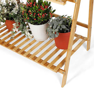 حامل متعدد الوظائف مصنوع من خشب الخيزران, حامل لتخزين النباتات والزهور - Product Image 5