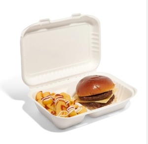 8 inch 3 ngăn dùng một lần phân hủy sinh học vỏ sò lấy đi đưa ra để đi ăn trưa hộp mía bã mía hộp đựng thức ăn - Product Image 2