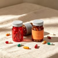 Bouteille de complément alimentaire en PET avec bouchon à clapet, conteneur vide en plastique pour pilules, capsules de vitamines, emballage de médicaments