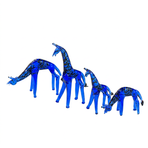 Juego de Cuatro Figuras de Jirafa de Vidrio Soplado a Mano, Amarillas con Manchas Negras, Decoraciones de Animales para Exhibición en el Hogar - Product Image 2