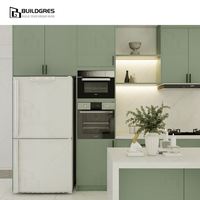 Buildgres Cabinet Évier Petit Stand Smart Shaker Italien Construit en Vert Ensemble de Maison Suspendus avec Unité d'Angle Incurvé Armoires de Cuisine