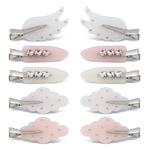 Nouvelle pince à cheveux unisexe en acétate diamanté French Niche Epijay Sweet Frosted Clouds & Wings, clip latéral sans couture pour franges - Product Image 6