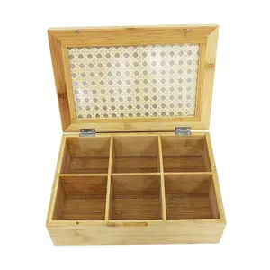Caja de recuerdo de joyería de caña de ratán Caja de regalo de madera Caja de madera