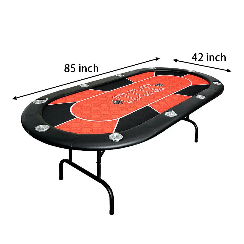 Folding Texas Hold 'em Poker Game Table with Cushioned Rail 10 Player Poker Table With Carrying Case 85*42 INCH