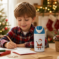 Bouteille d'eau isotherme sous vide en acier inoxydable 304 de 12 oz pour enfants, personnalisable par sublimation, avec poignée, paille et couvercle à clapet, pour l'école