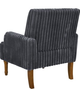 Fauteuil d'appoint moderne de luxe avec revêtement en velours côtelé large de 3,5 cm, pieds en bois massif de 9 pouces, design confortable pour salon - Product Image 6