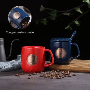 Taza de Café Nórdica Mate Personalizada de Cerámica y Cobre de 400 ml, Chapada en Oro, a Prueba de Fugas, con Logotipo Grabado, Caja de Regalo de Lujo - Product Image 5