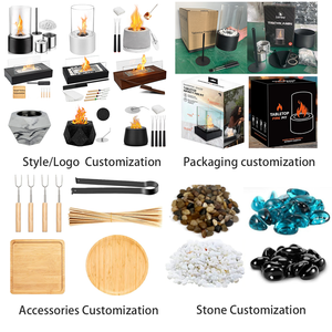 Moderno Braciere da Tavolo in Acciaio per Alcol, Caminetto a <span class=keywords><strong>Bioetanolo</strong></span> da Tavolo, Design Fai-da-Te per Patio e Giardino, per S'Mores - Product Image 5