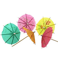 EsticK Cure-dents jetables en bois pour cocktails et fêtes, en forme de parasol et de parapluie