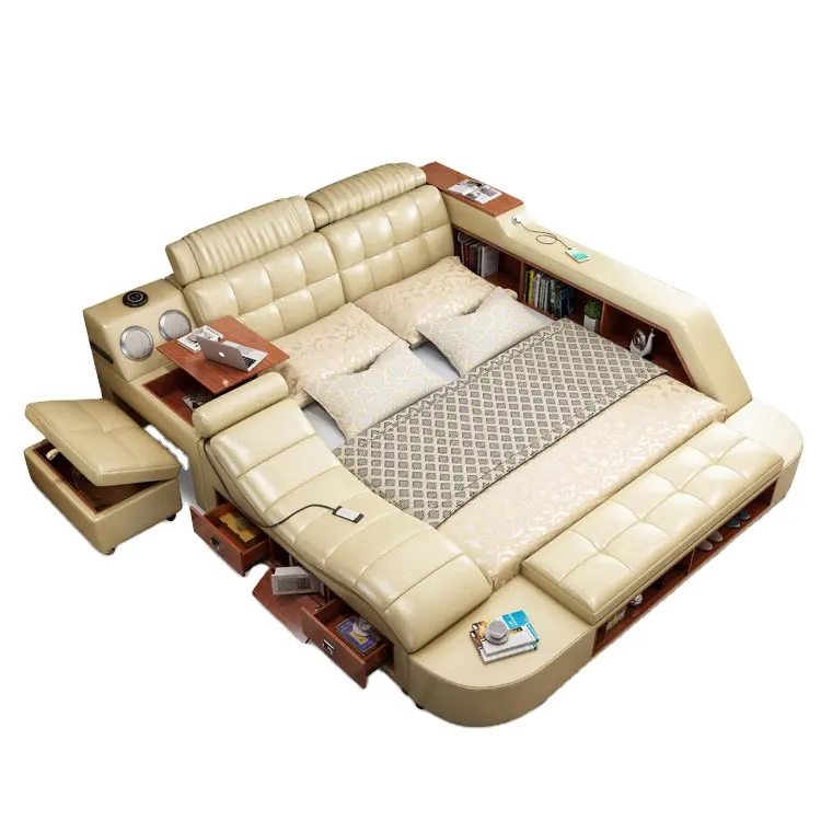 حصير سرير تدليك لاسلكي مكبر صوت موصل الطاقة مزدوجة وسادة السرير متعدد الوظائف مع الشحن
