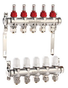 Stainless Steel <strong>HVAC</strong> <strong>Flow</strong> <strong>Meter</strong> Underfloor Heating Manifold - Product Image 1