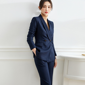 Traje gris femenino de alta calidad para otoño e invierno, elegante y grueso, para entrevistas de entrevistas de trabajo, gerente de hotel, funcionaria, vestido formal de negocios. - Product Image 5