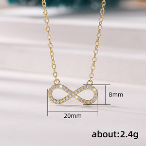 Collana con ciondolo a cuore con nodo dell'infinito e zirconi per donna, elegante catena a clavicola, gioielli alla moda - Product Image 5