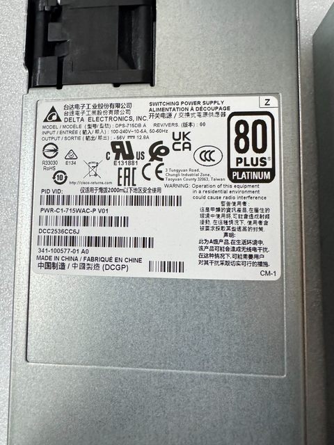 PWR-C1-715 Power Supply for 3850/9300 Switches.