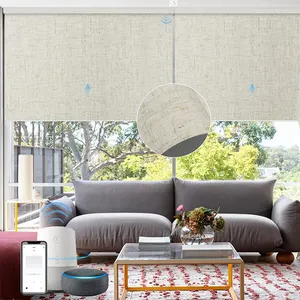 Enrollador de cortinas para el hogar, persianas florales con Control remoto por aplicación, enrollable