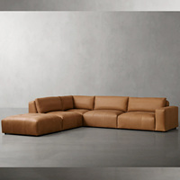 Canapé en cuir véritable de style américain Rhoohill, meubles de salon modernes, ensemble de canapés modulaires en forme de L