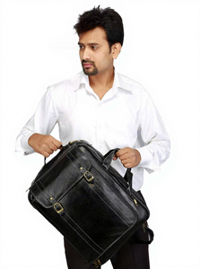 Sac à dos unisexe B S International en cuir véritable, style japonais, imperméable, à motif géométrique, avec fermeture éclair et fermoir - Product Image 3