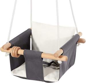 Columpio para bebé, silla colgante portátil para interiores y exteriores, lienzo de algodón y marco de madera de haya, <span class=keywords><strong>hamaca</strong></span> sensorial, asiento para niño y niña, juguetes de madera - Product Image 4