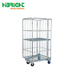 Heavy Duty Industrial Logistics Trolley Metal Wire Mesh Cage <b>Cart</b> with Wheels for Warehouse and Factory - Product Image 1