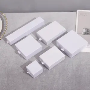 Customized Pearl White Jewelry Packaging Paper Box Sliding Drawer Jewelry Box