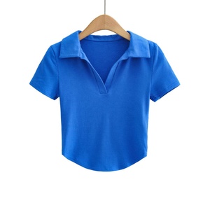 Vente directe d'usine personnalisée polo t-<span class=keywords><strong>shirt</strong></span> mode polos pour femmes col manches courtes T-shirts pour femmes haut court de haute qualité - Product Image 4
