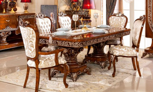 Royal & Luxury Baroque Wood Carving Dining Set Royal <b>Hand</b> Carved Solid Wood Dining Table Set Elegant Dining Table and <b>Chairs</b> Set - Product Image 4